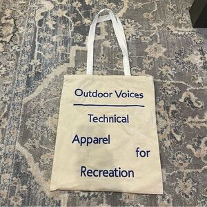 Outdoor Voices Canvas Tote Bag - Beige and Blue